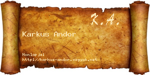 Karkus Andor névjegykártya