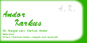 andor karkus business card